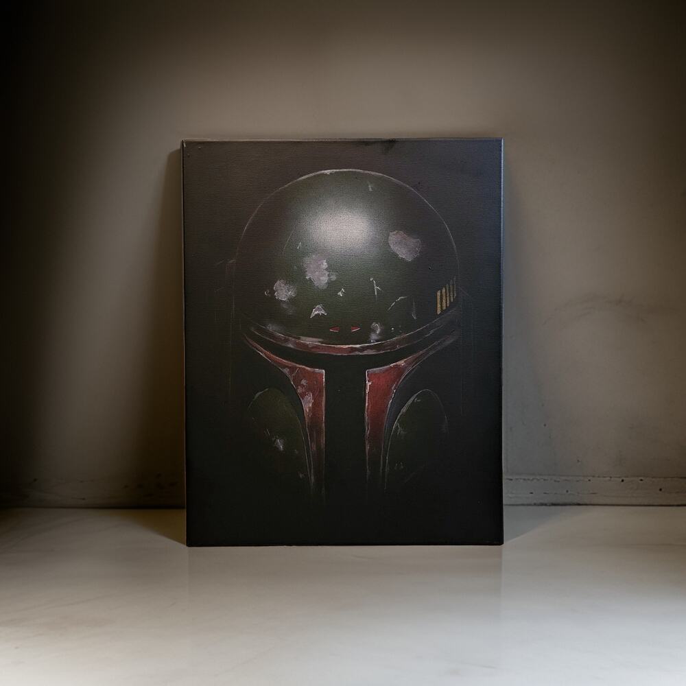 Original Star Wars Boba Fett Helmet Painting (18"x24")